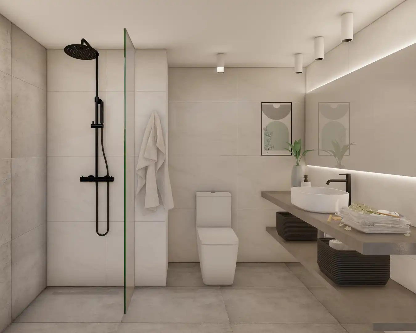 Badezimmer von Wohnung zum Verkauf in El Vendrell mit Klimaanlage, Privatgarten und Schwimmbad