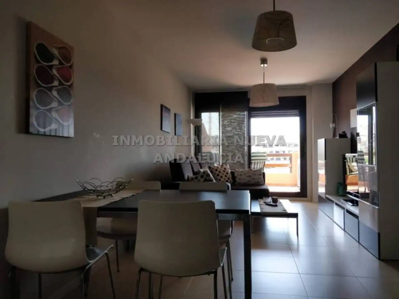 Sala d'estar de Pis de lloguer en  Almería Capital amb Aire condicionat, Terrassa i Moblat