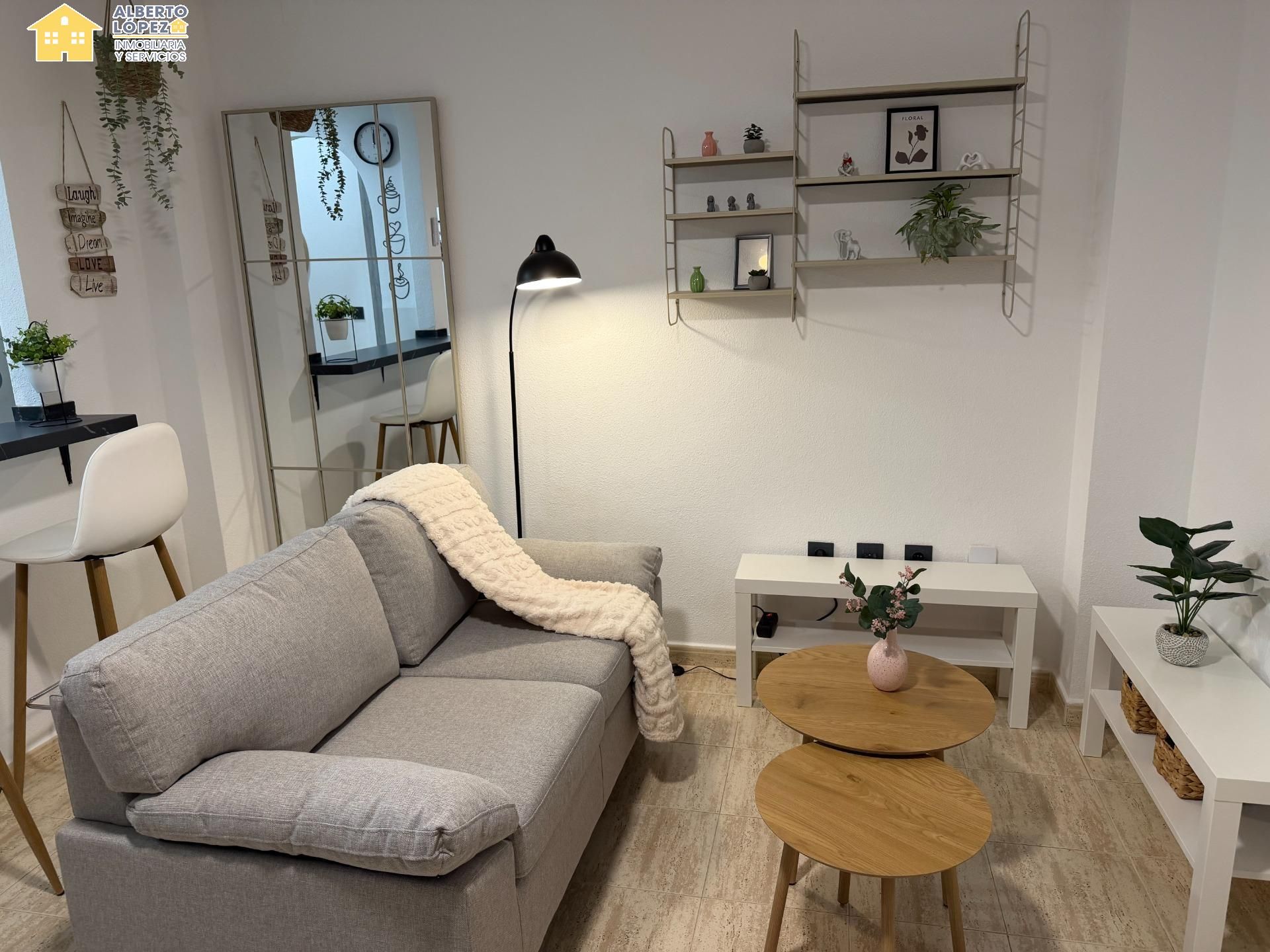 Sala d'estar de Estudi de lloguer en Elche / Elx amb Aire condicionat, Terrassa i Moblat