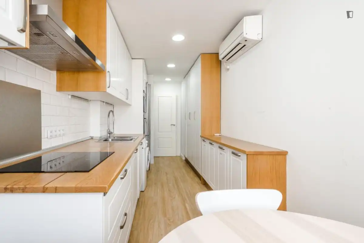 Cocina de Apartamento para compartir en Madrid con Amueblado, Horno y Lavadora