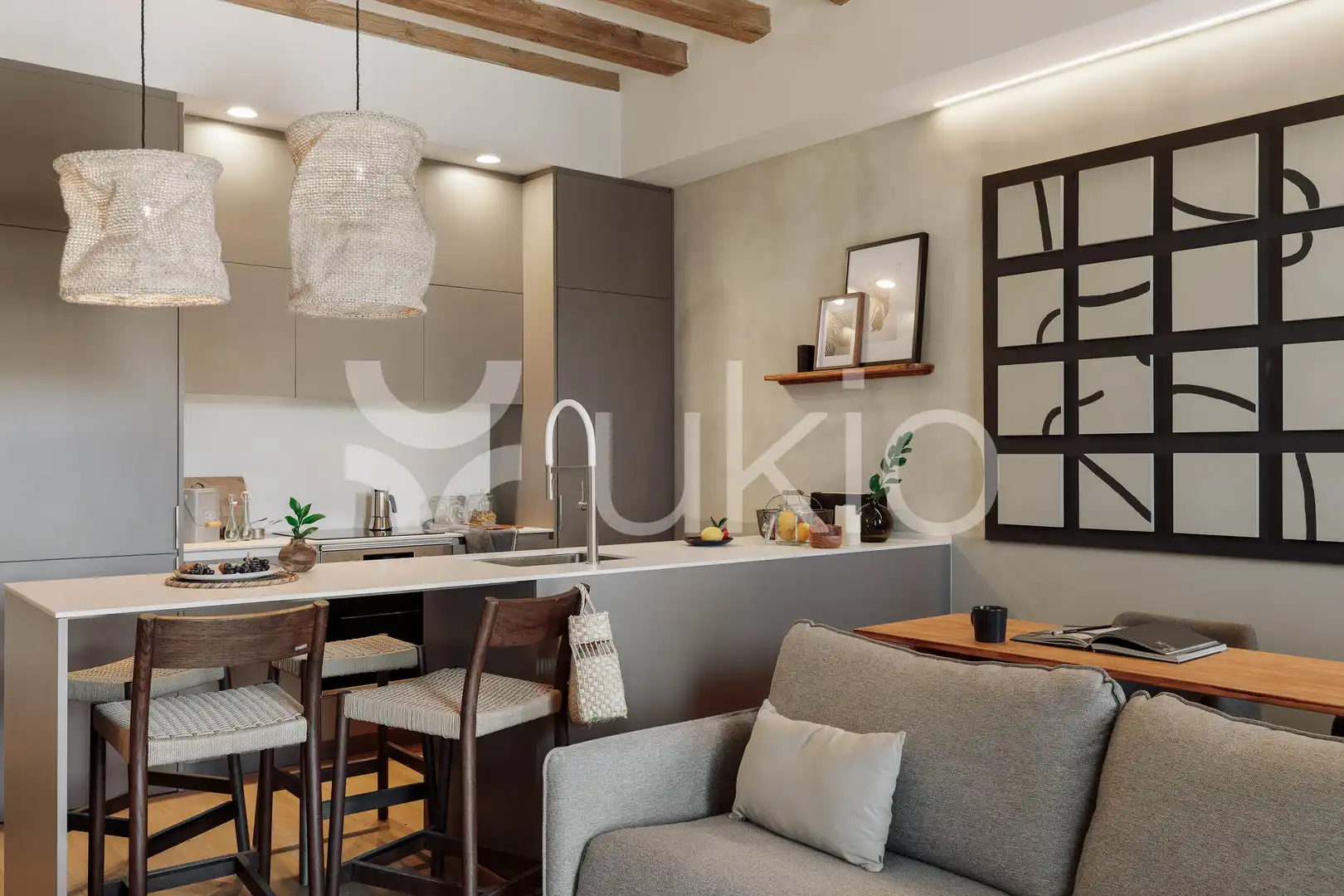 Cocina de Apartamento de alquiler en Barcelona con Aire acondicionado, Calefacción y Amueblado