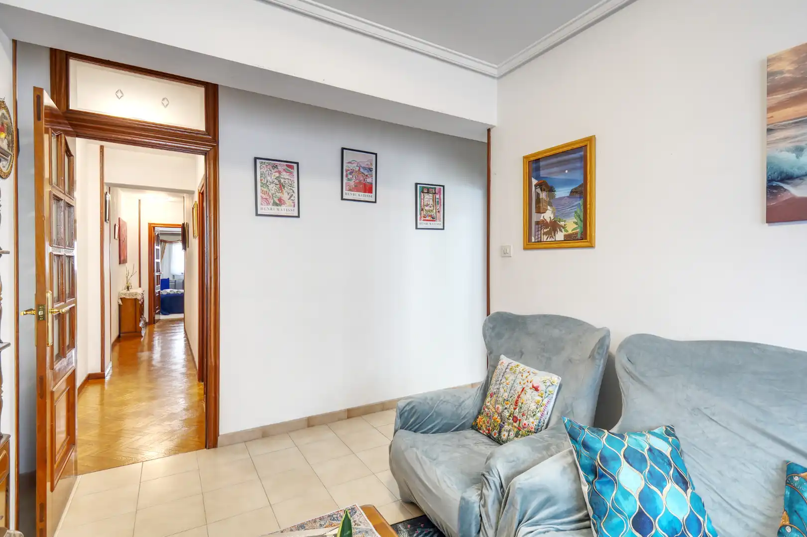 Sala de estar de Piso en venta en A Coruña Capital  con Calefacción, Parquet y Amueblado
