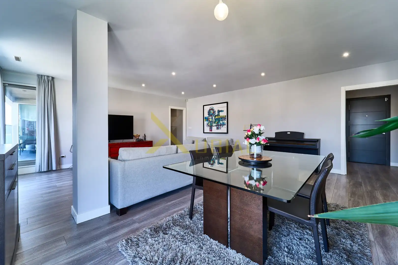 Living room of Flat for sale in A Coruña Capital   with Storage room, Furnished and Balcony