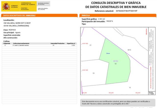 Terreno en Venta en HORT DE LA VILA en Vallmoll