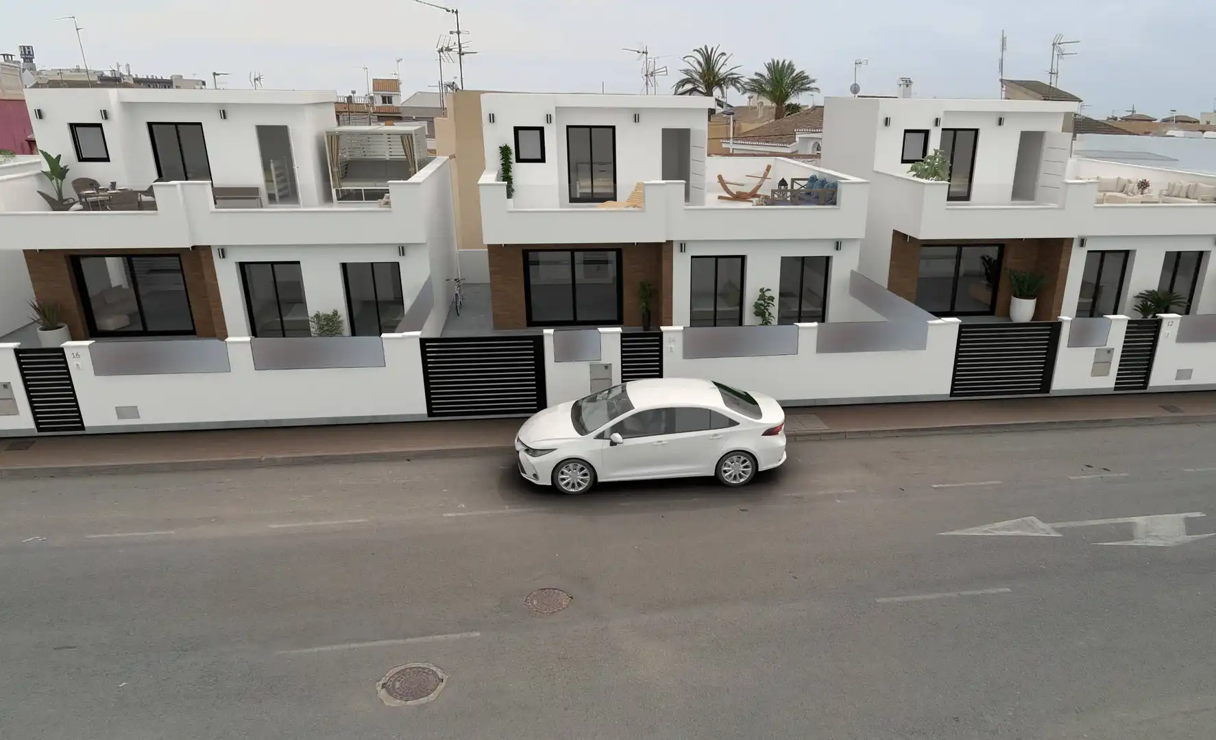 Vista exterior de Casa o chalet en venta en San Pedro del Pinatar con Jardín privado, Terraza y Piscina