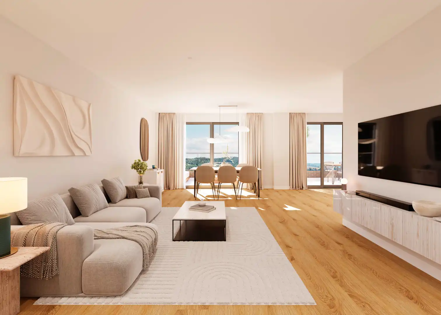 Sala de estar de Piso en venta en Almería con Parquet, Terraza y Piscina comunitaria