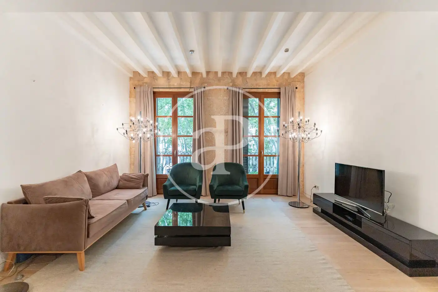 Sala d'estar de Pis de lloguer en  Palma de Mallorca amb Aire condicionat, Calefacció i Moblat