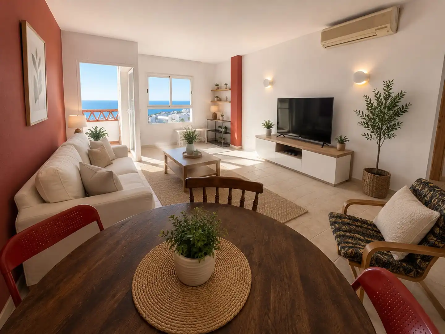 Sala d'estar de Pis en venda en Benalmádena amb Aire condicionat, Terrassa i Moblat