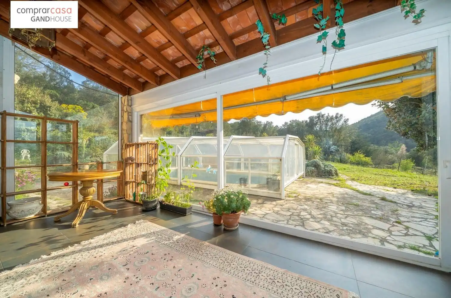 Terraza de Finca rústica en venta en Caldes de Malavella con Aire acondicionado, Calefacción y Jardín privado