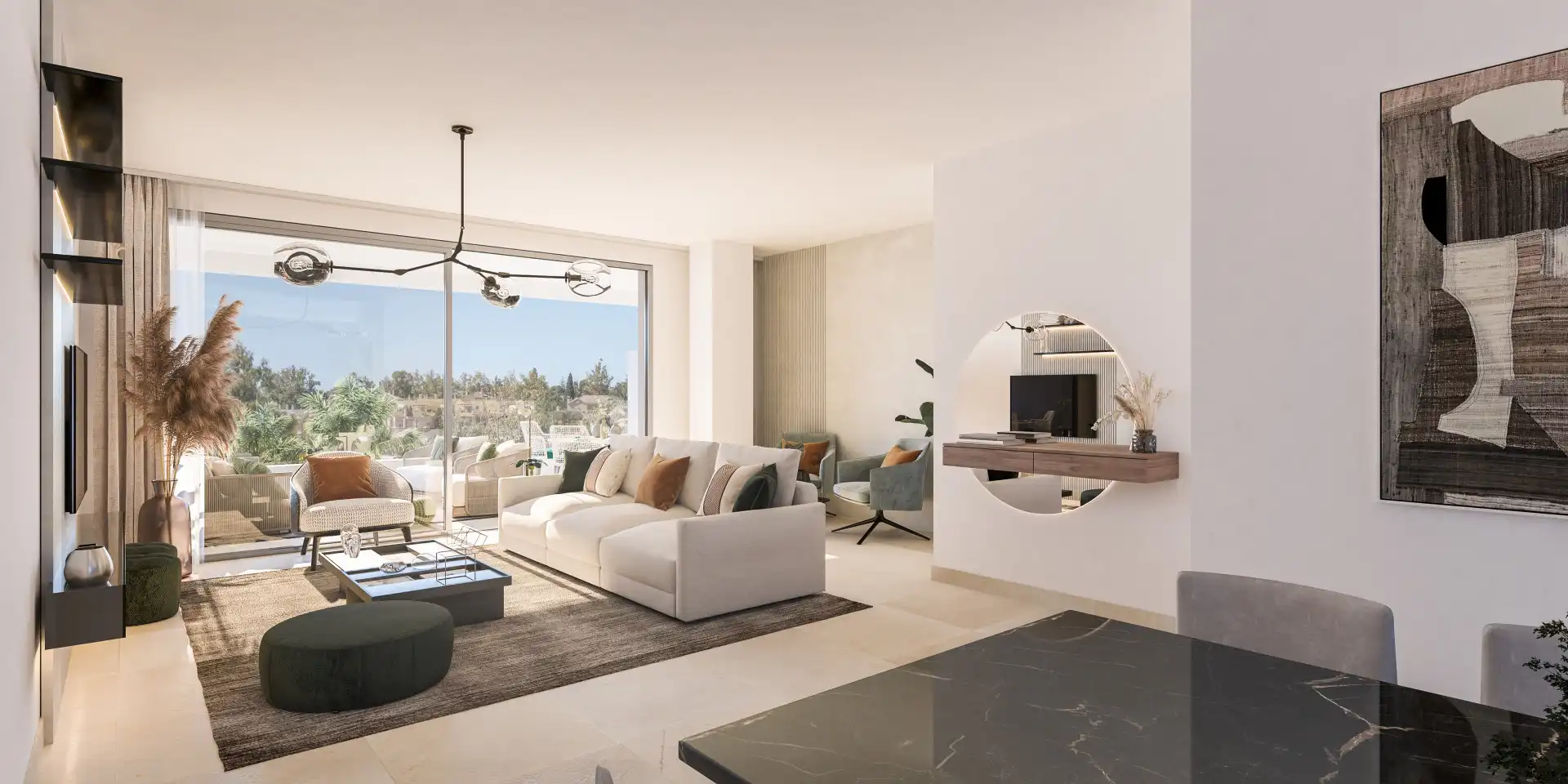 Sala de estar de Dúplex en venta en Marbella con Terraza, Piscina y Piscina comunitaria
