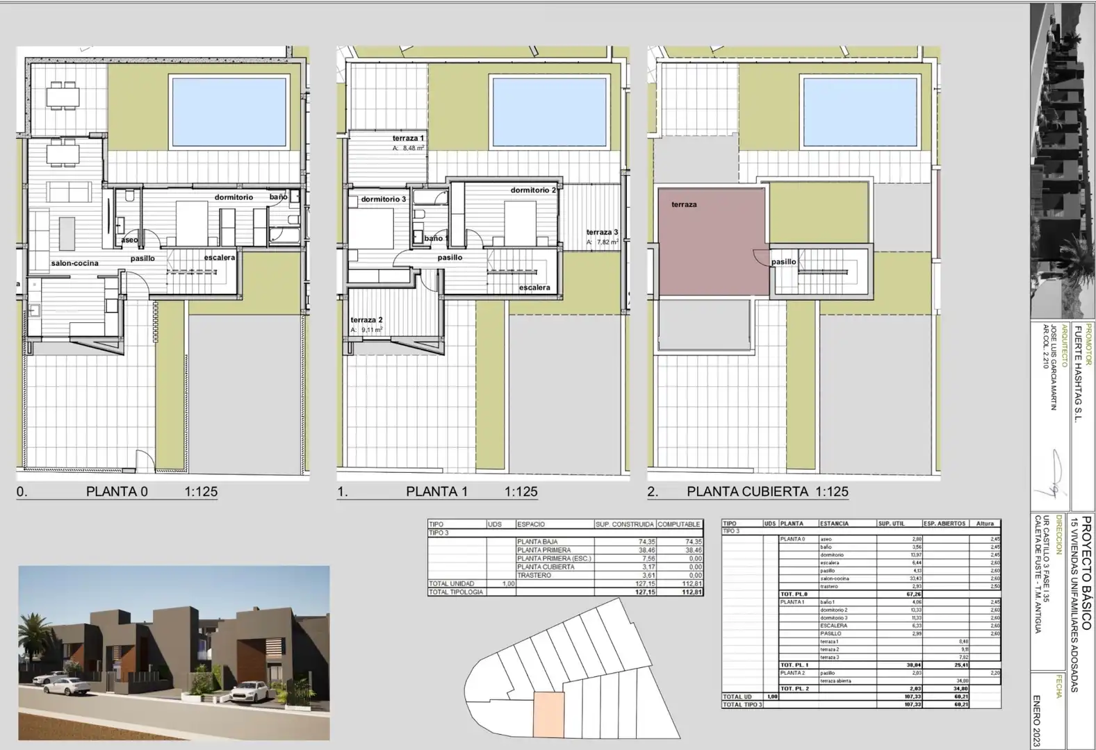 Einfamilien-Reihenhaus zum Verkauf in Antigua mit Klimaanlage, Privatgarten und Terrasse