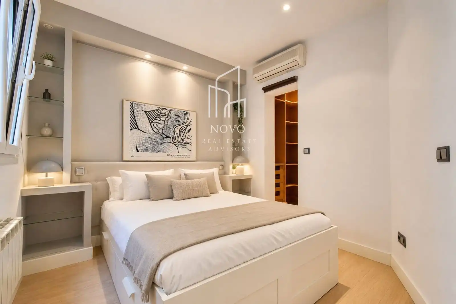 Schlafzimmer von Wohnung zur Miete in Madrid mit Klimaanlage, Heizung und Terrasse