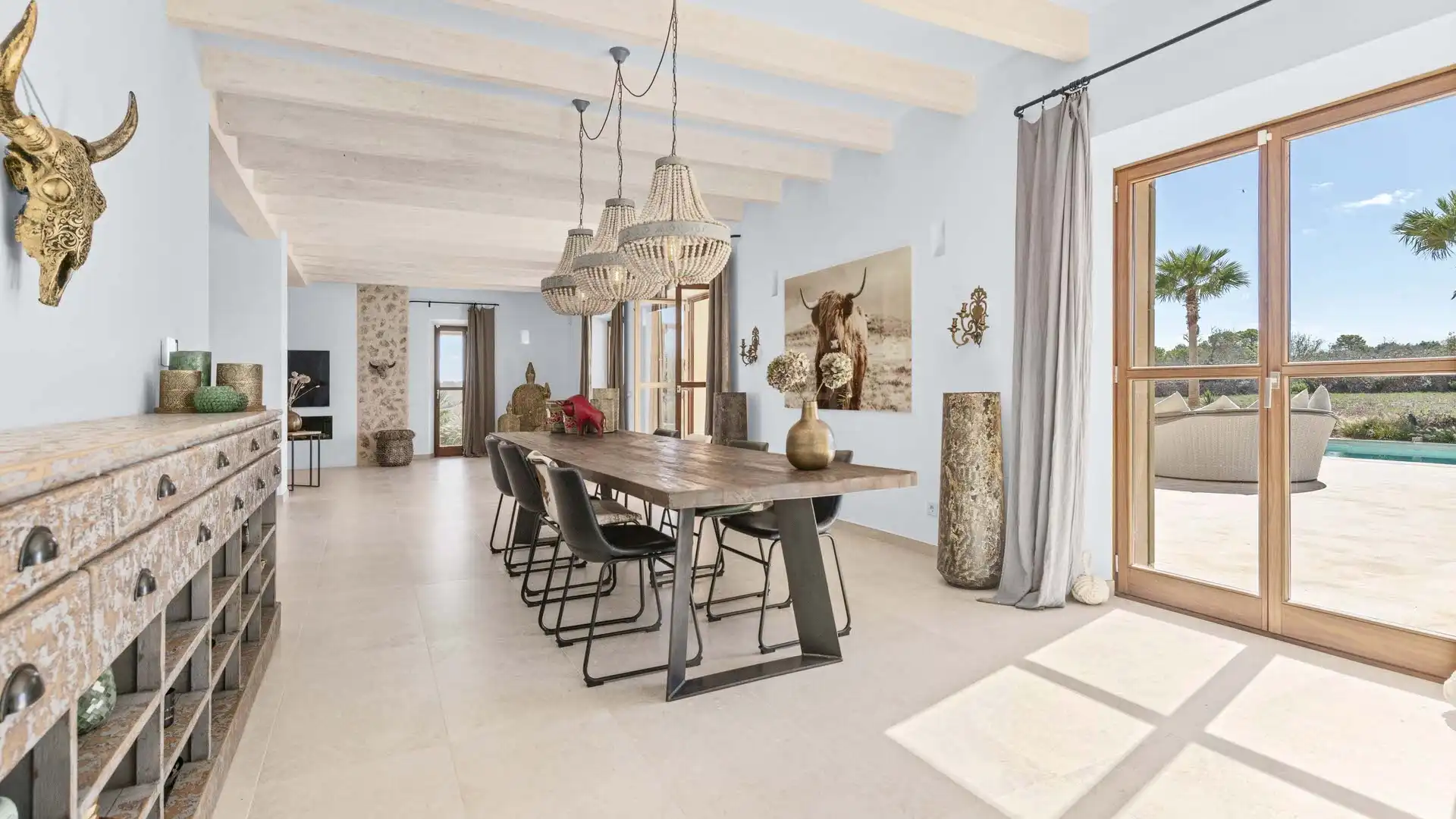 Dining room of Country homes for sale in Ses Salines  with Air Conditioner, Heating and Terrace
