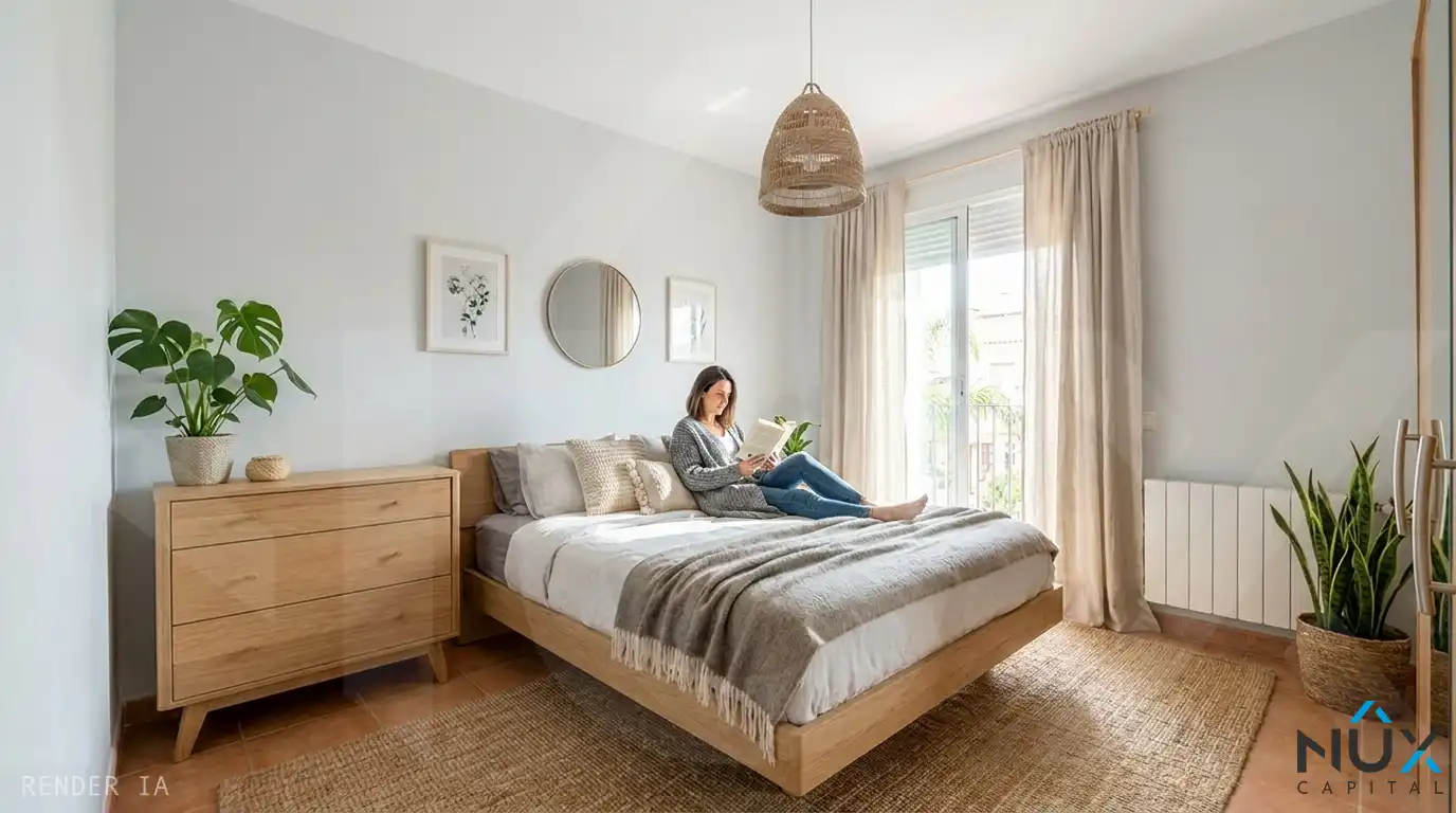 Schlafzimmer von Einfamilien-Reihenhaus zum Verkauf in San Antonio de Benagéber mit Klimaanlage, Heizung und Privatgarten