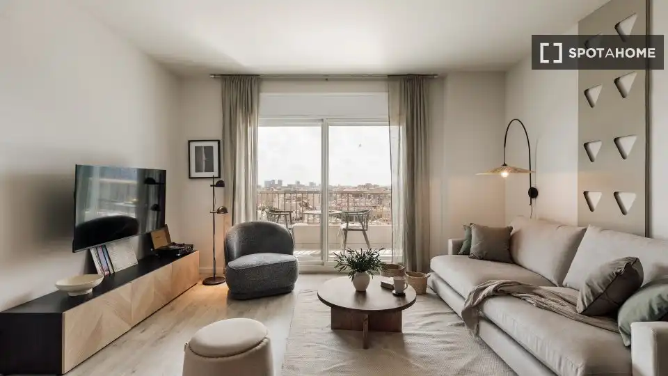 Living room of Flat for rent in Barcelona  with Air Conditioner, Heating and Furnished