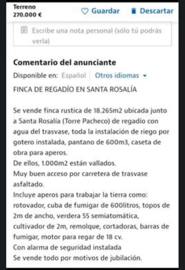 Parking of Land for sale in Torre-Pacheco