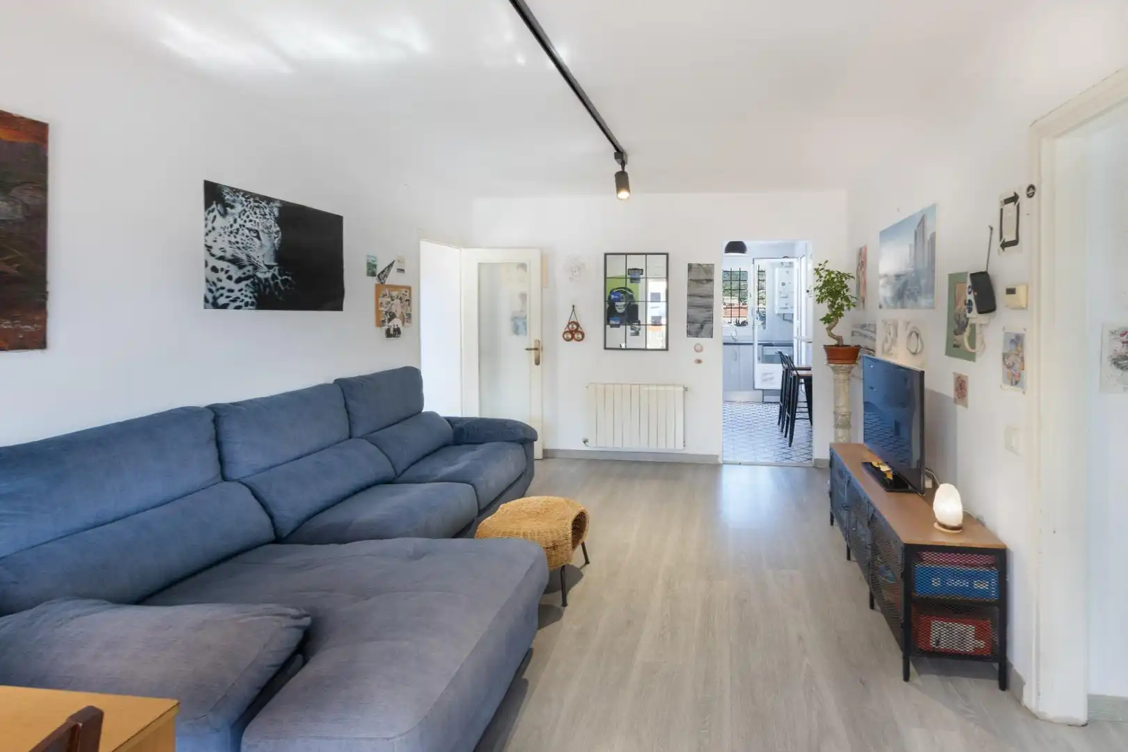 Sala de estar de Ático en venta en Barcelona con Calefacción, Parquet y Terraza