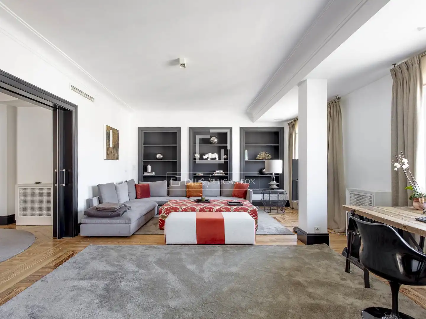Wohnzimmer von Wohnung zur Miete in Madrid mit Klimaanlage, Heizung und Parkett
