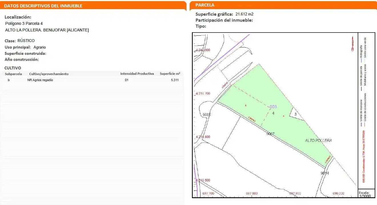 Rustikales Grundstück zum Verkauf in Benijófar, imagen 3