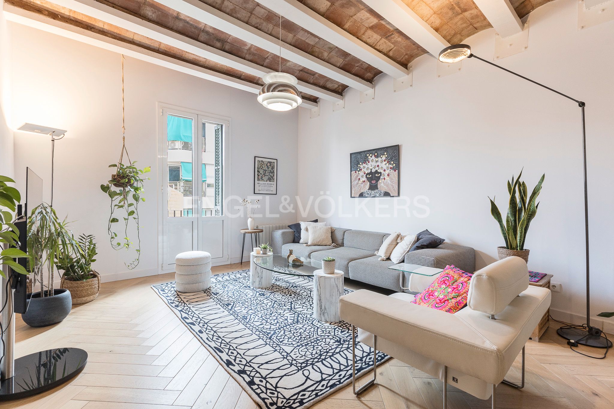 Sala d'estar de Apartament de lloguer en  Barcelona Capital amb Aire condicionat, Calefacció i Parquet