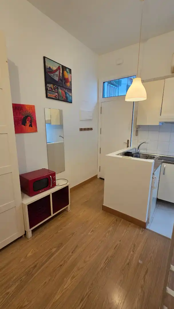 Cuina de Estudi de lloguer en Madrid amb Aire condicionat i Moblat