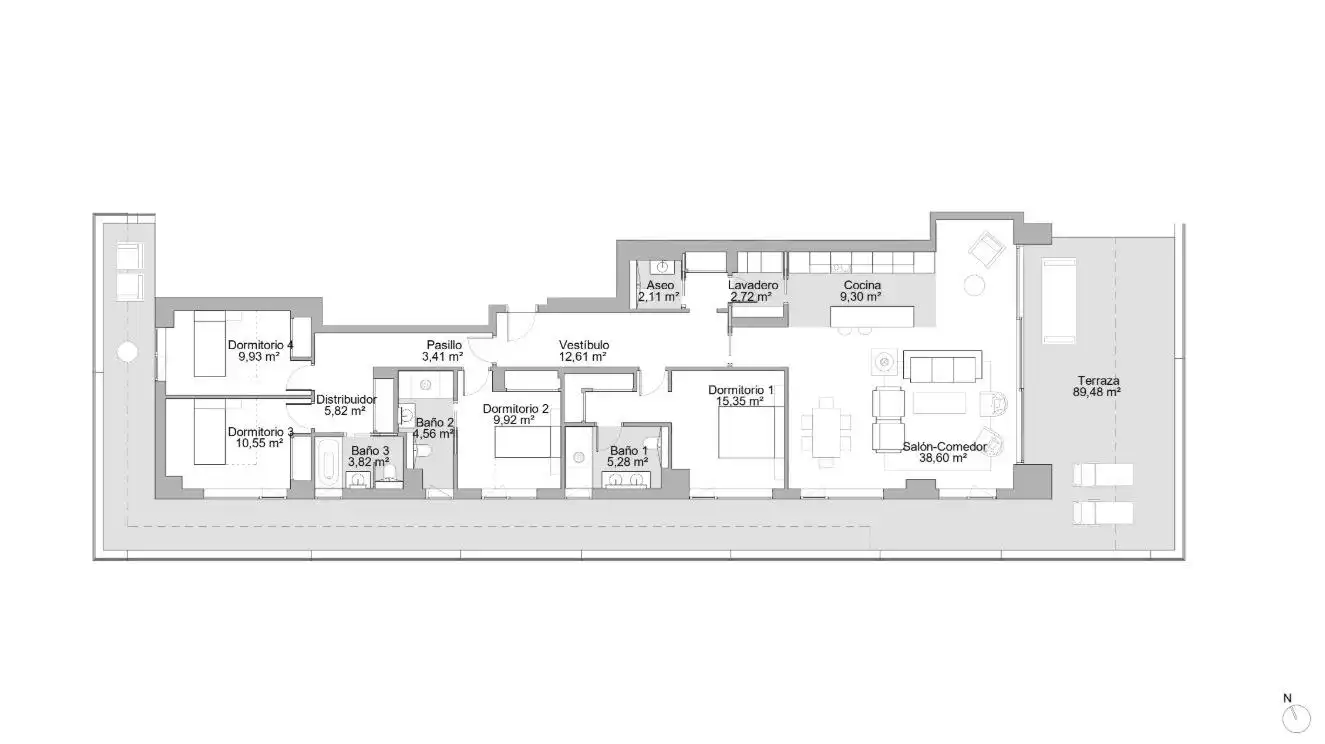 Wohnung zur Miete in Málaga mit Klimaanlage, Heizung und Terrasse