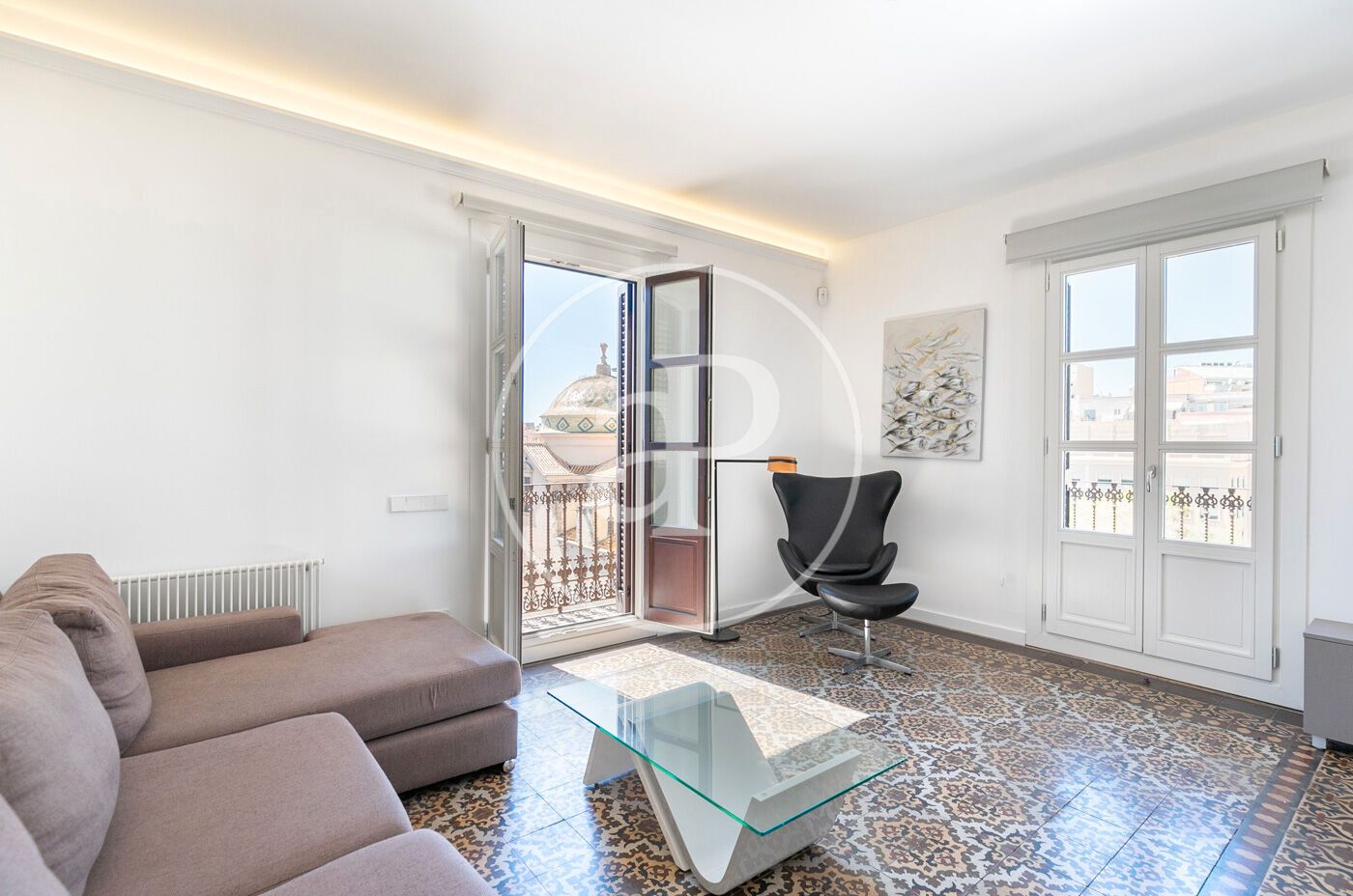 Sala d'estar de Pis de lloguer en  Barcelona Capital amb Aire condicionat, Calefacció i Moblat