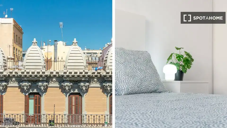 Schlafzimmer von Wohnung zur untervermieten in Barcelona mit Klimaanlage, Heizung und Möbliert