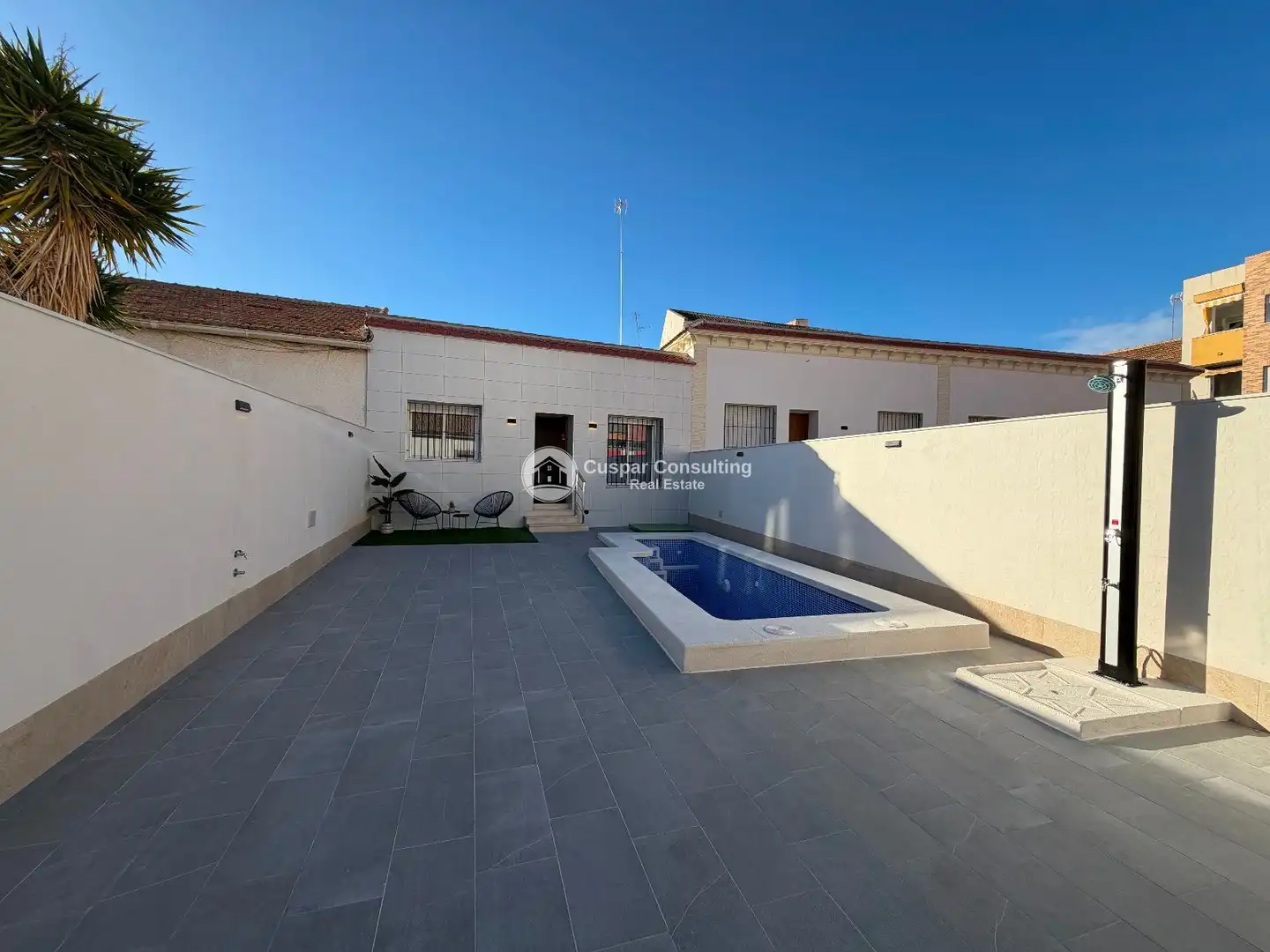 Außenansicht von Einfamilien-Reihenhaus zur Miete in San Javier mit Klimaanlage, Heizung und Privatgarten