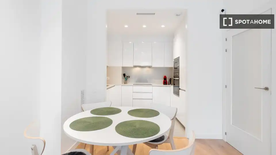 Cocina de Apartamento para compartir en Barcelona con Aire acondicionado, Terraza y Amueblado