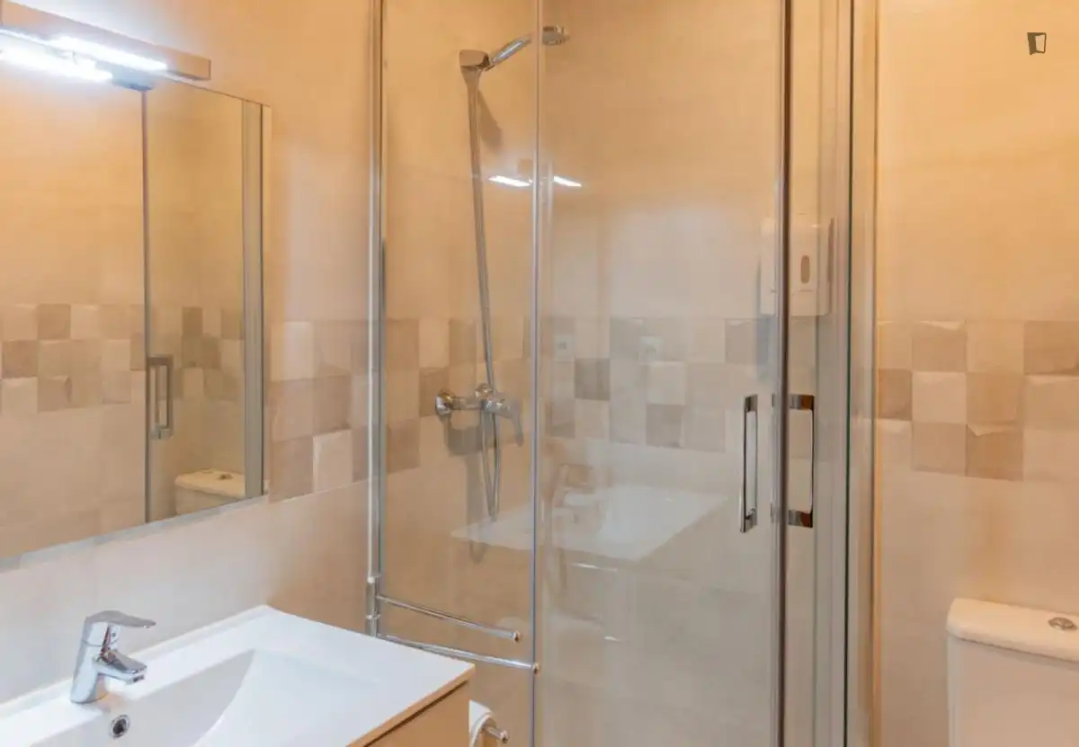 Bany de Apartament de lloguer en Madrid amb Aire condicionat, Moblat i Rentadora