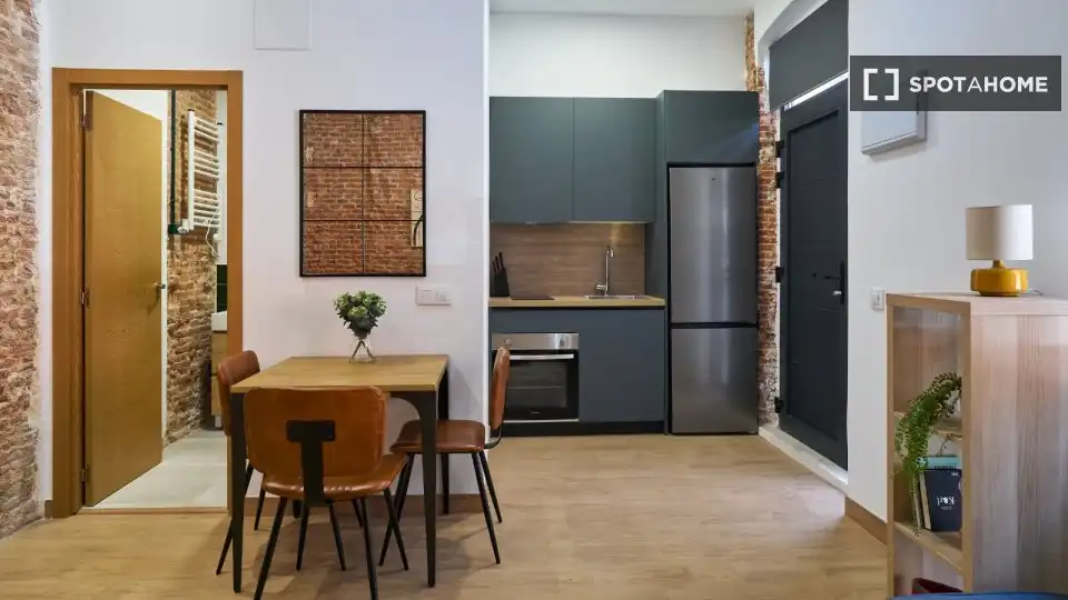 Cuina de Estudi per a compartir en Madrid amb Aire condicionat, Calefacció i Terrassa