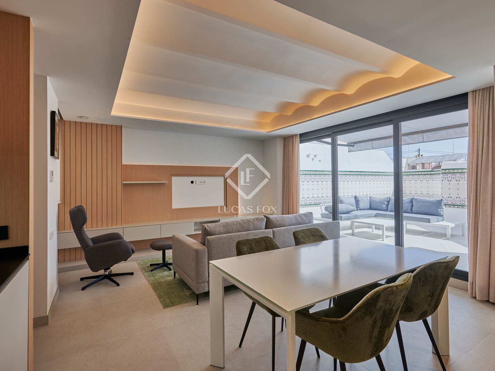 Sala de estar de Ático de alquiler en  Valencia Capital con Aire acondicionado, Terraza y Amueblado