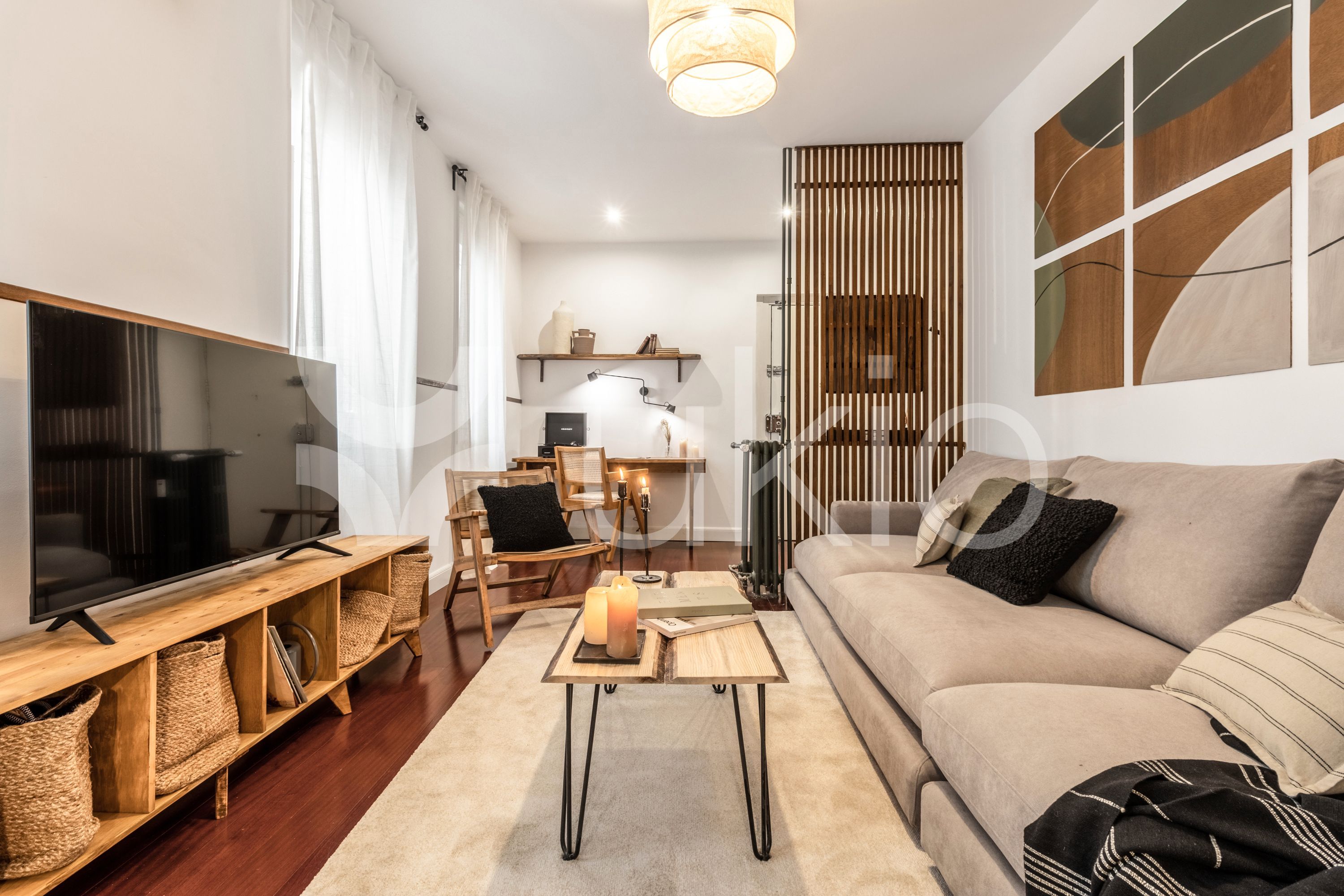 Living room of Apartment to rent in  Madrid Capital  with Air Conditioner, Heating and Furnished