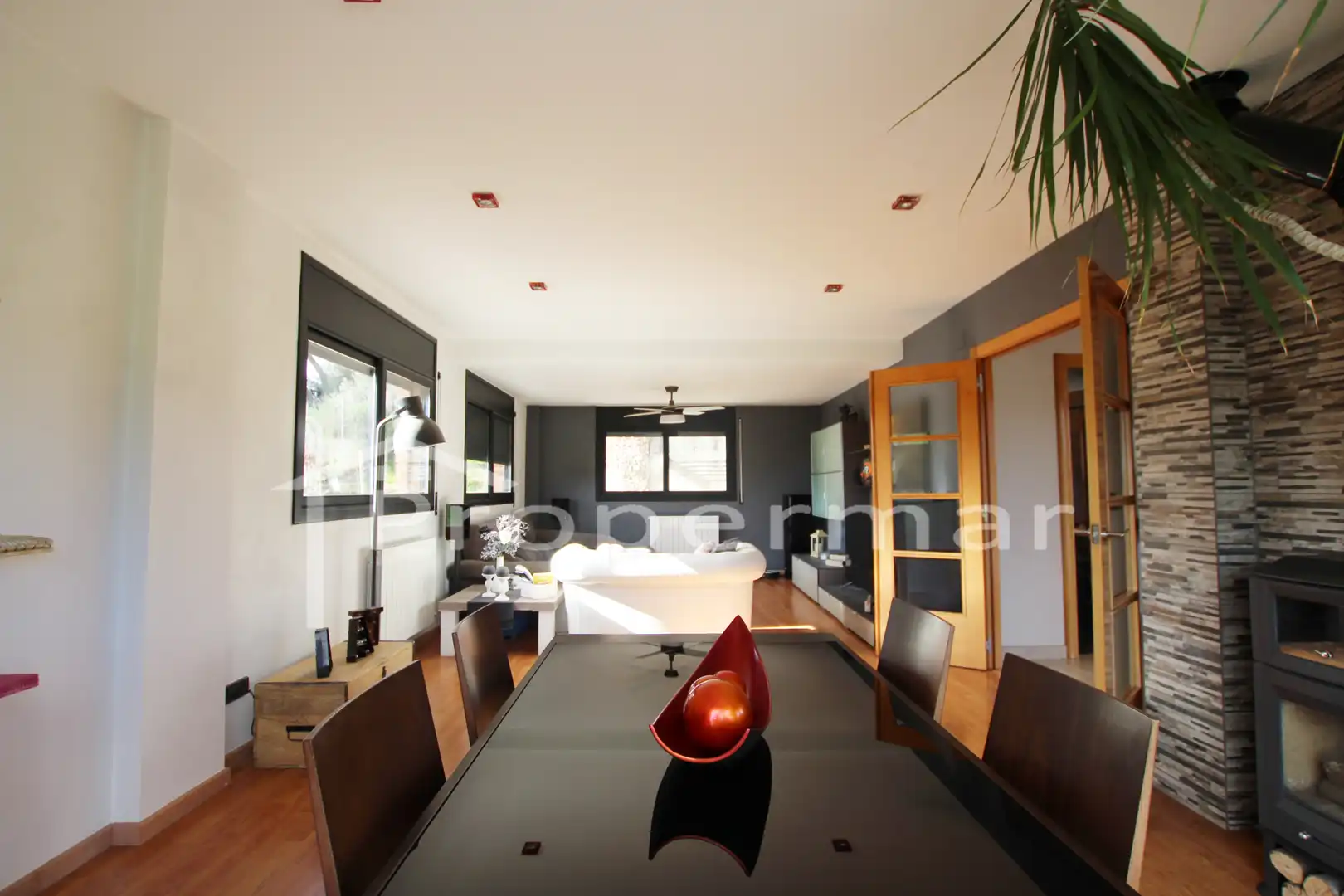 Wohnzimmer von Haus oder Chalet zum Verkauf in Sant Antoni de Vilamajor mit Klimaanlage, Heizung und Privatgarten