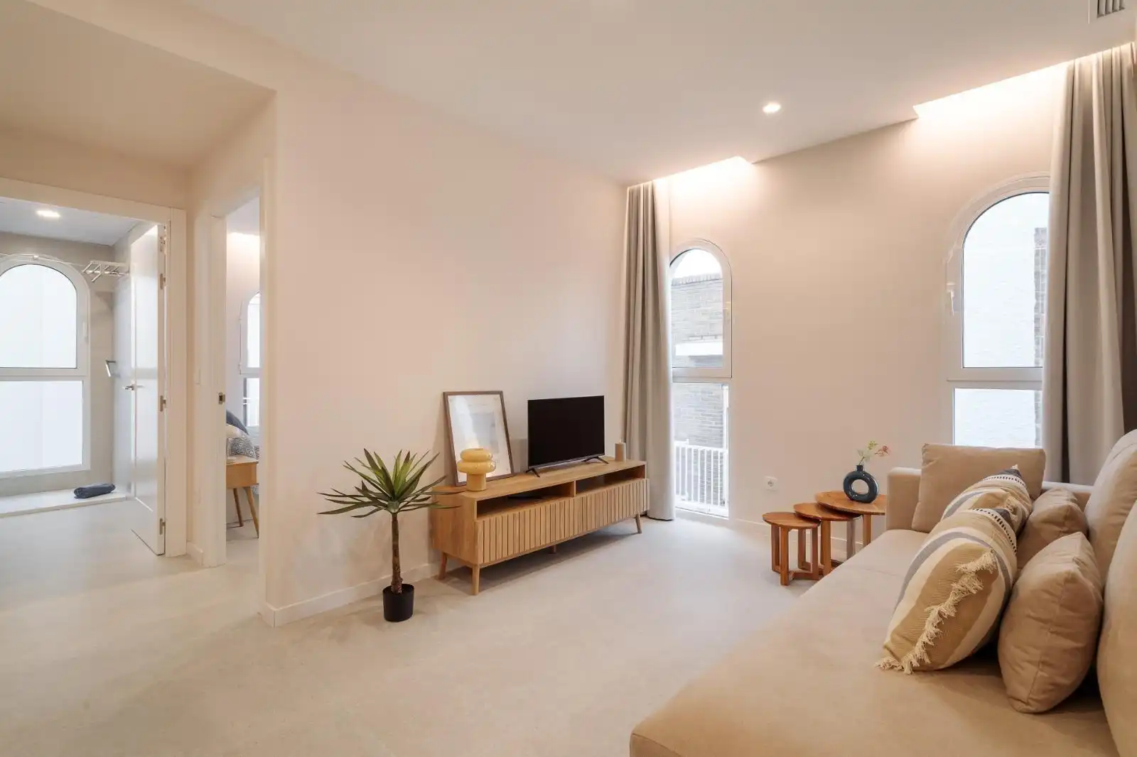 Living room of Flat for rent in Elche / Elx  with Air Conditioner, Parquet flooring and Furnished