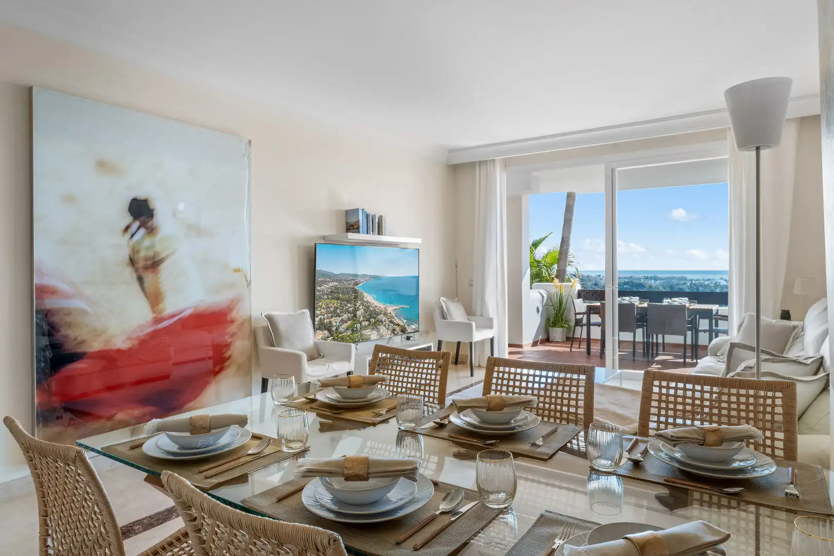 Esszimmer von Wohnungen zur Miete in Benahavís mit Klimaanlage, Terrasse und Schwimmbad