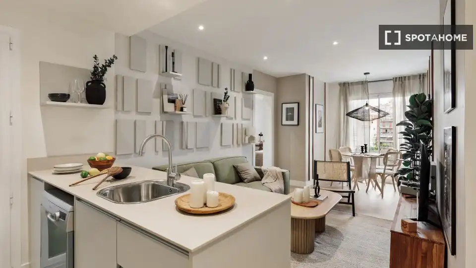 Sala de estar de Piso de alquiler en Barcelona con Aire acondicionado, Calefacción y Amueblado