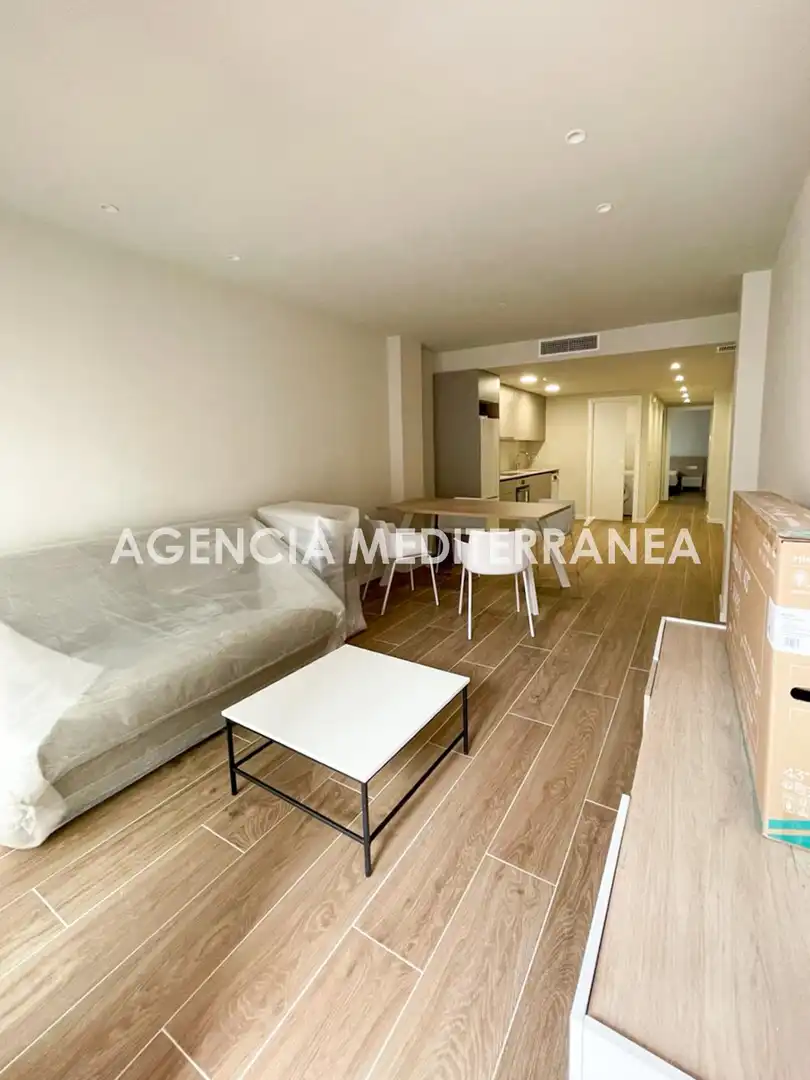 Living room of Apartments for sale in  Valencia Capital  with Air Conditioner, Terrace and Furnished