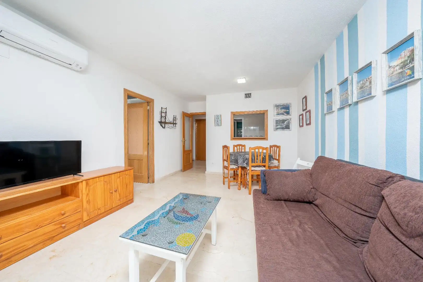 Wohnzimmer von Wohnungen zum Verkauf in Villajoyosa / La Vila Joiosa mit Klimaanlage, Heizung und Terrasse