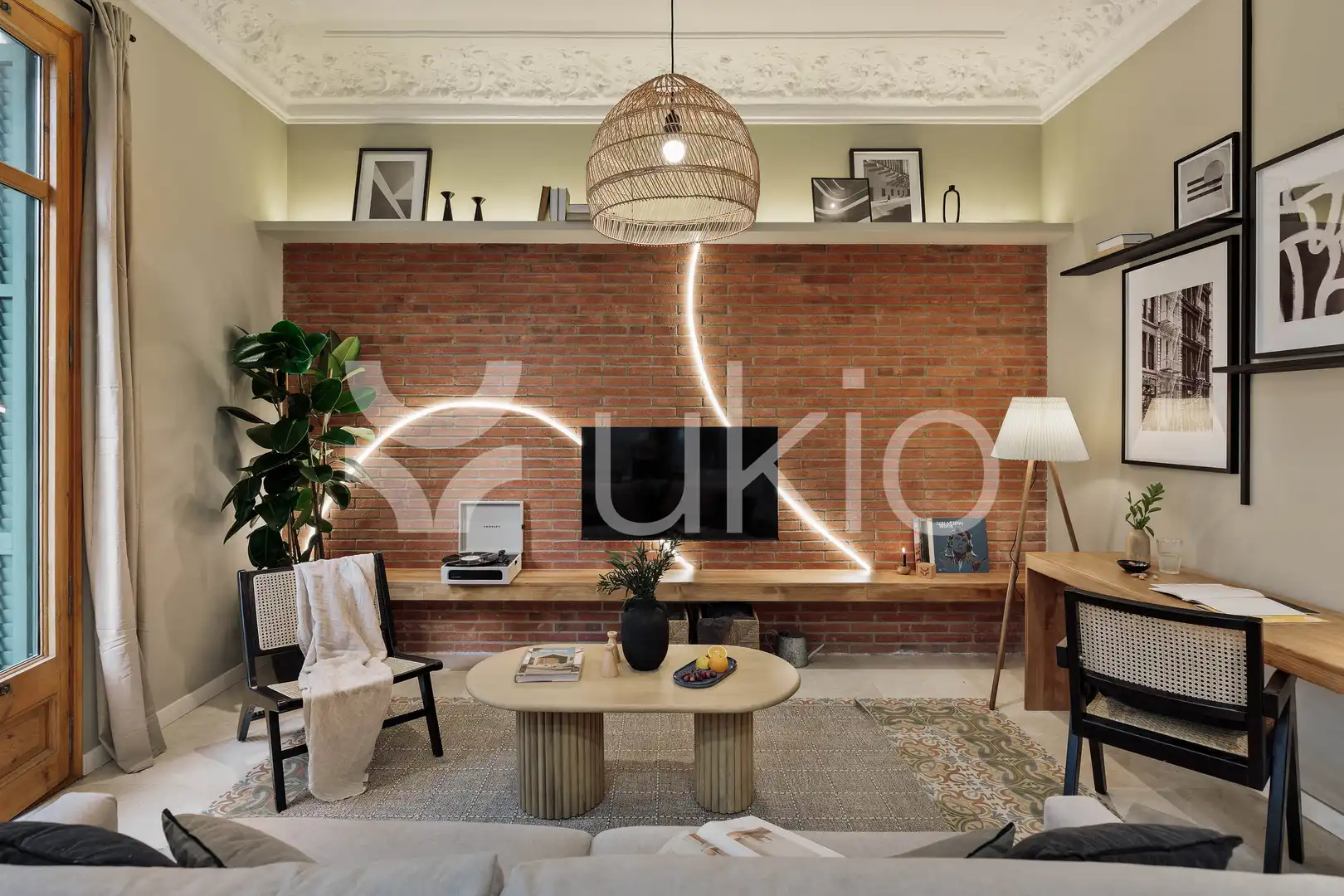 Sala de estar de Apartamento de alquiler en Barcelona con Aire acondicionado, Calefacción y Amueblado