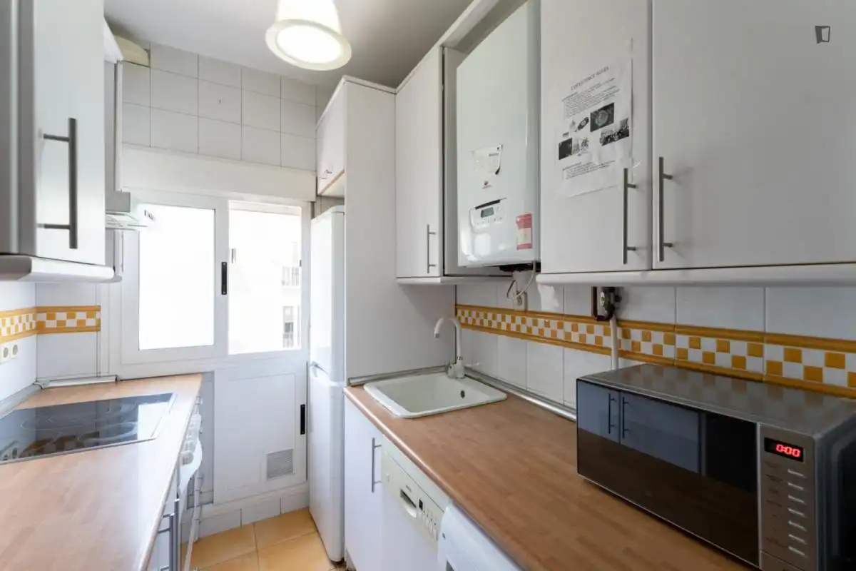 Cuina de Apartament per a compartir en Madrid amb Calefacció, Moblat i Forn