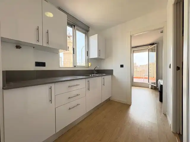 Kitchen of Attic for rent in Castellón de la Plana / Castelló de la Plana  with Parquet flooring, Terrace and Furnished