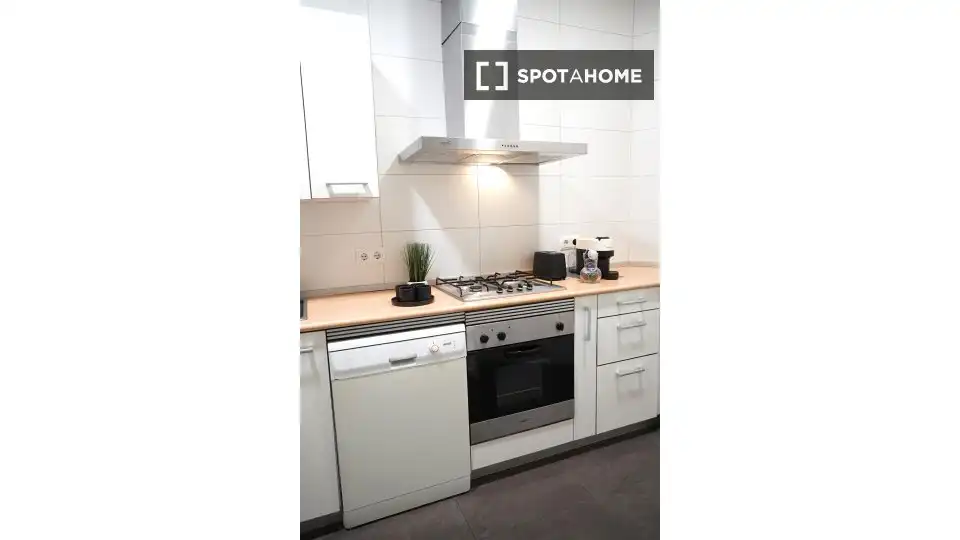 Kitchen of Flat for share in Madrid  with Air Conditioner, Heating and Furnished