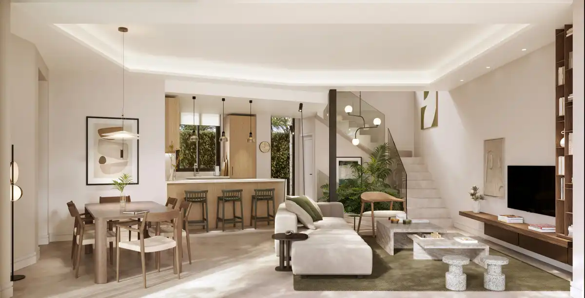 Sala de estar de Casa adosada en venta en Málaga