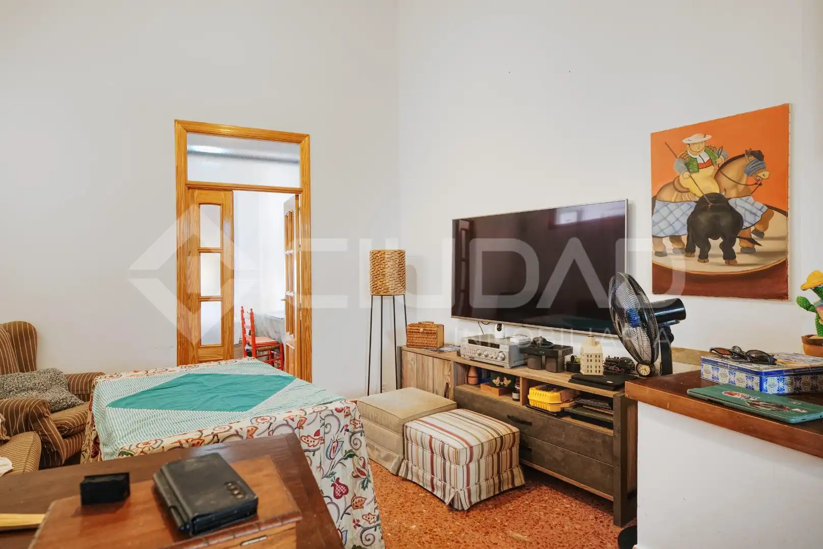 Sala de estar de Casa adosada en venta en San Juan de Aznalfarache con Aire acondicionado, Terraza y Trastero