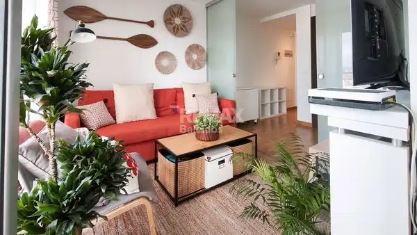 Sala d'estar de Apartament en venda en Baiona amb Calefacció, Parquet i Terrassa
