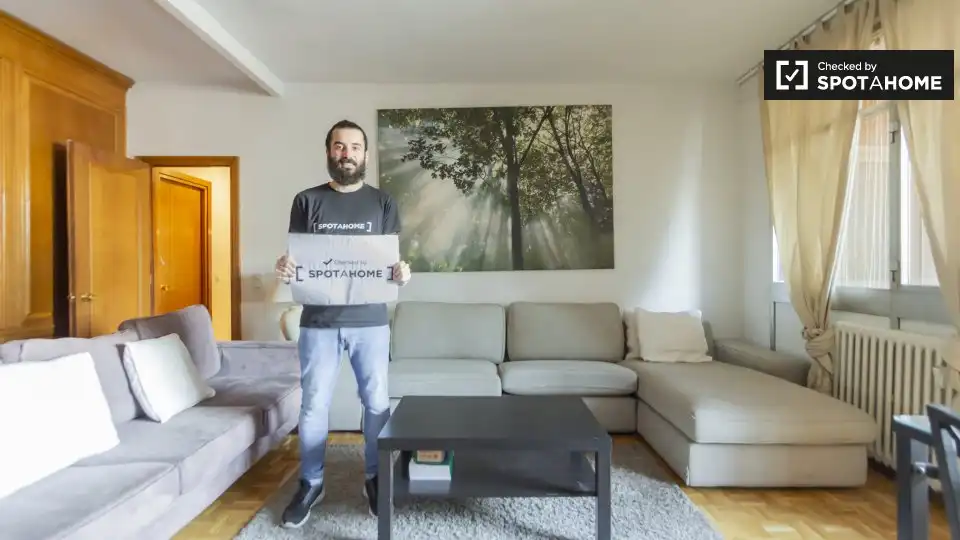 Living room of Flat for rent in Madrid  with Air Conditioner, Heating and Furnished