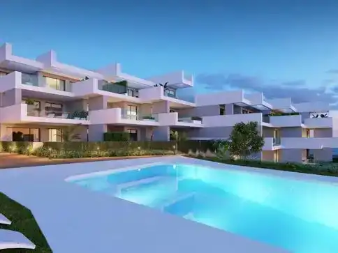 Vista exterior de Pis en venda en Manilva amb Aire condicionat, Terrassa i Piscina