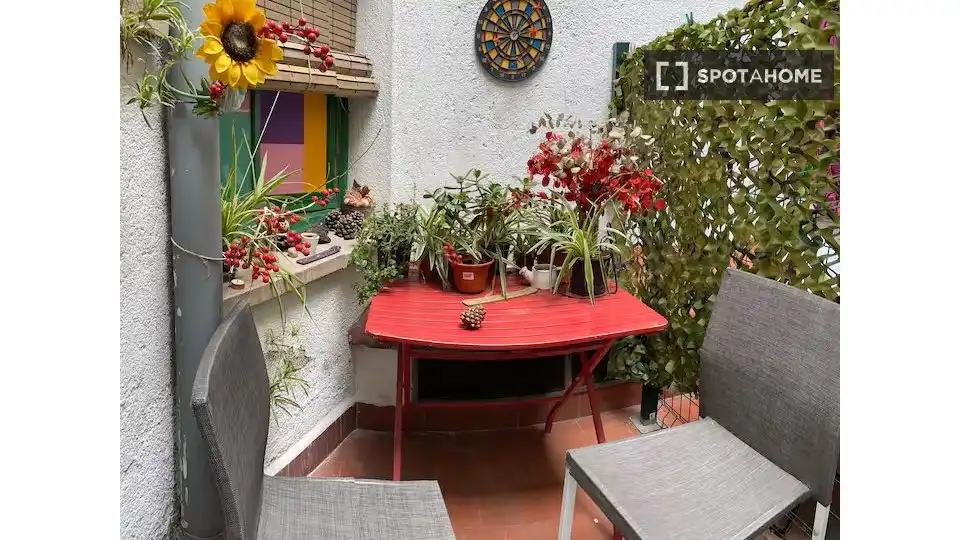 Balcony of Flat for share in Madrid  with Air Conditioner, Heating and Furnished